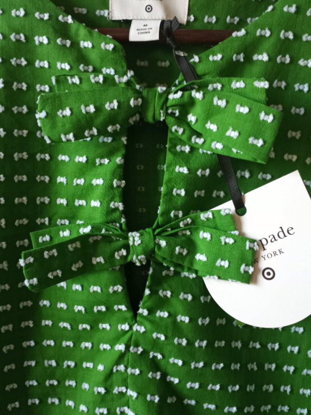 'Kate Spade' For Target Puff Sleeve Top Iconic Bow Size M NWT - Picture 2 of 13